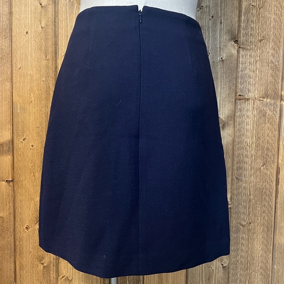 NWT Ann Taylor 8 Navy Blue Faux Wrap Preppy Skirt Office - Picture 5 of 8